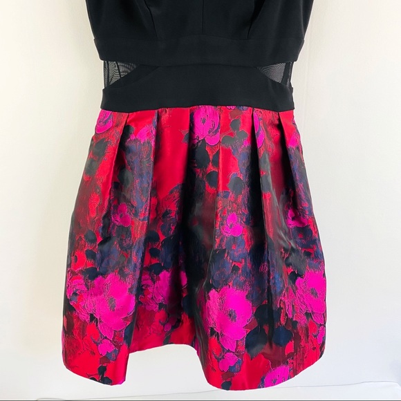Xscape Printed Fit & Flare Dress Black Pink - Picture 5 of 8